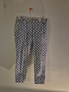 Michael Kors Navy and White Patterned Cropped Pants